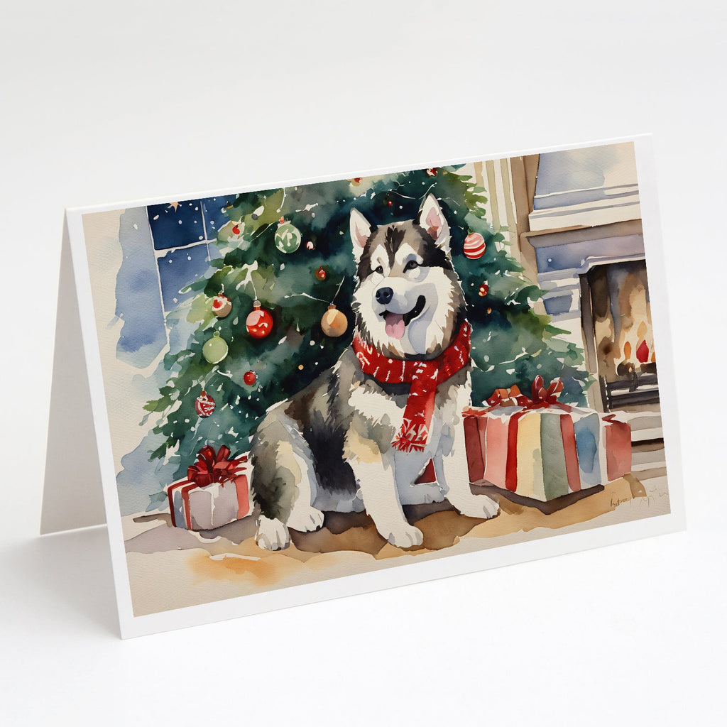Alaskan Malamute Cozy Christmas Greeting Cards Pack of 8 Blank Cards with Envelopes Whimsical A7 Size 5x7