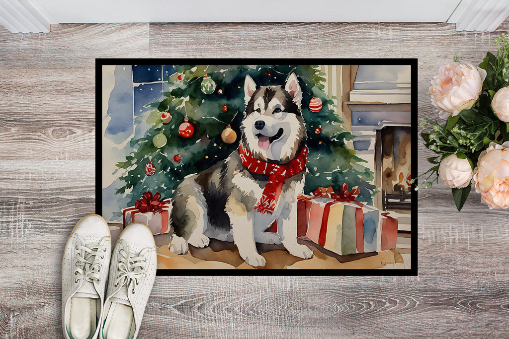 Alaskan Malamute Cozy Christmas Doormat Indoor Outdoor 24H X 36W Front Door Mat Rugs for Entryway, Non Slip Washable Low Pile,