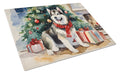 Alaskan Malamute Cozy Christmas Cutting Board Tempered Glass Kitchen Cutting Surface, Heat Resistant Chopping, Non-Slip Feet, Food Prep & Serving