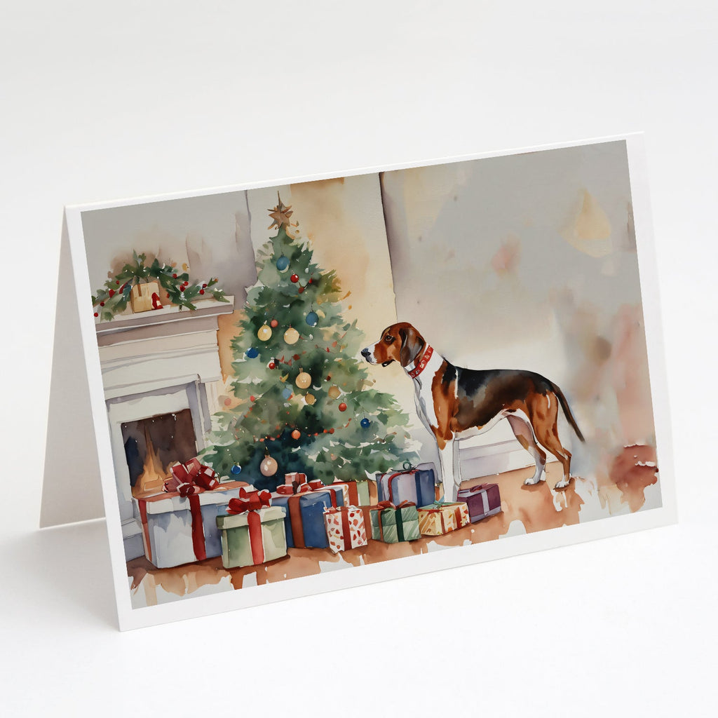American English Coonhound Cozy Christmas Greeting Cards Pack of 8 Blank Cards with Envelopes Whimsical A7 Size 5x7