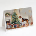 American English Coonhound Cozy Christmas Greeting Cards Pack of 8 Blank Cards with Envelopes Whimsical A7 Size 5x7