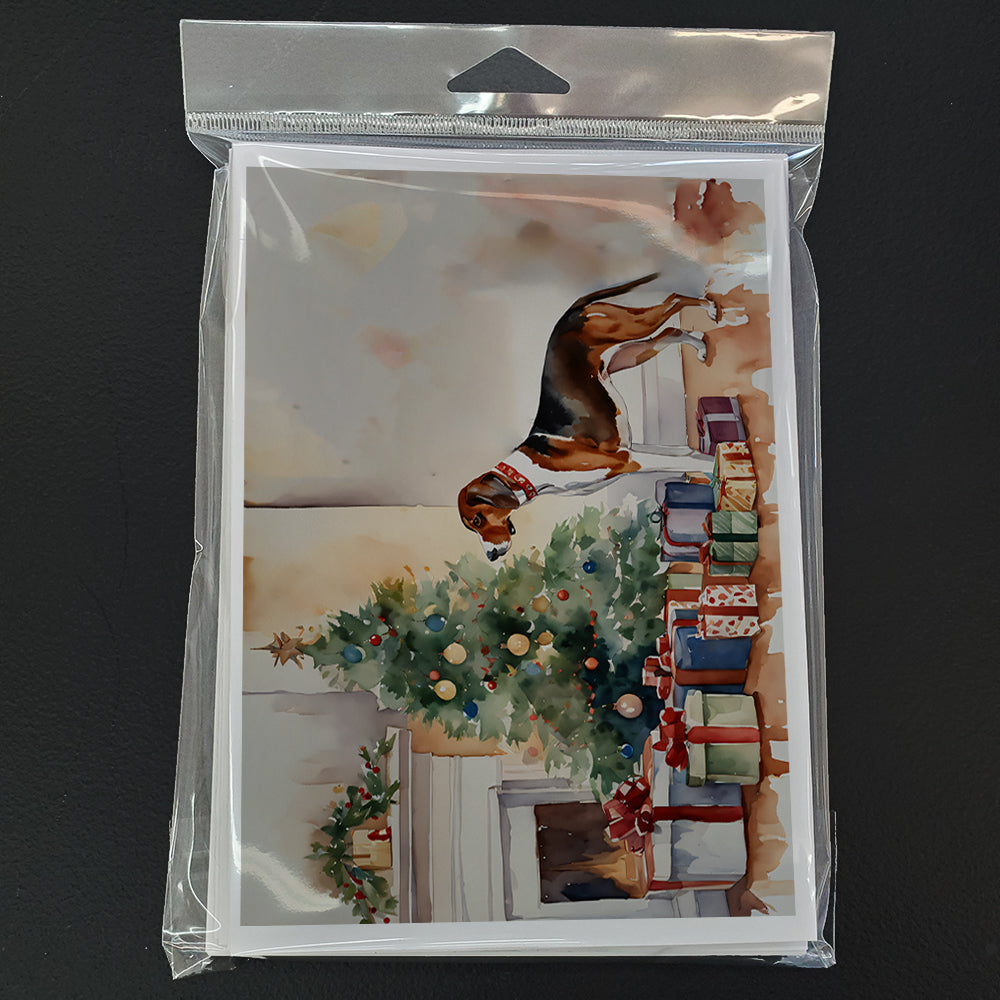 American English Coonhound Cozy Christmas Greeting Cards Pack of 8 Blank Cards with Envelopes Whimsical A7 Size 5x7