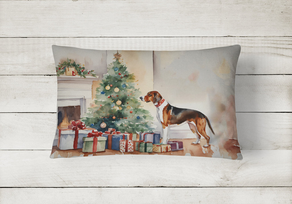 American English Coonhound Cozy Christmas Decorative Throw Pillow 12x16 Indoor Outdoor Accent Cushion, Fabric Cover with Insert for Sofa, Bed, Porch & Living Room