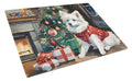 American Eskimo Cozy Christmas Cutting Board Tempered Glass Kitchen Cutting Surface, Heat Resistant Chopping, Non-Slip Feet, Food Prep & Serving
