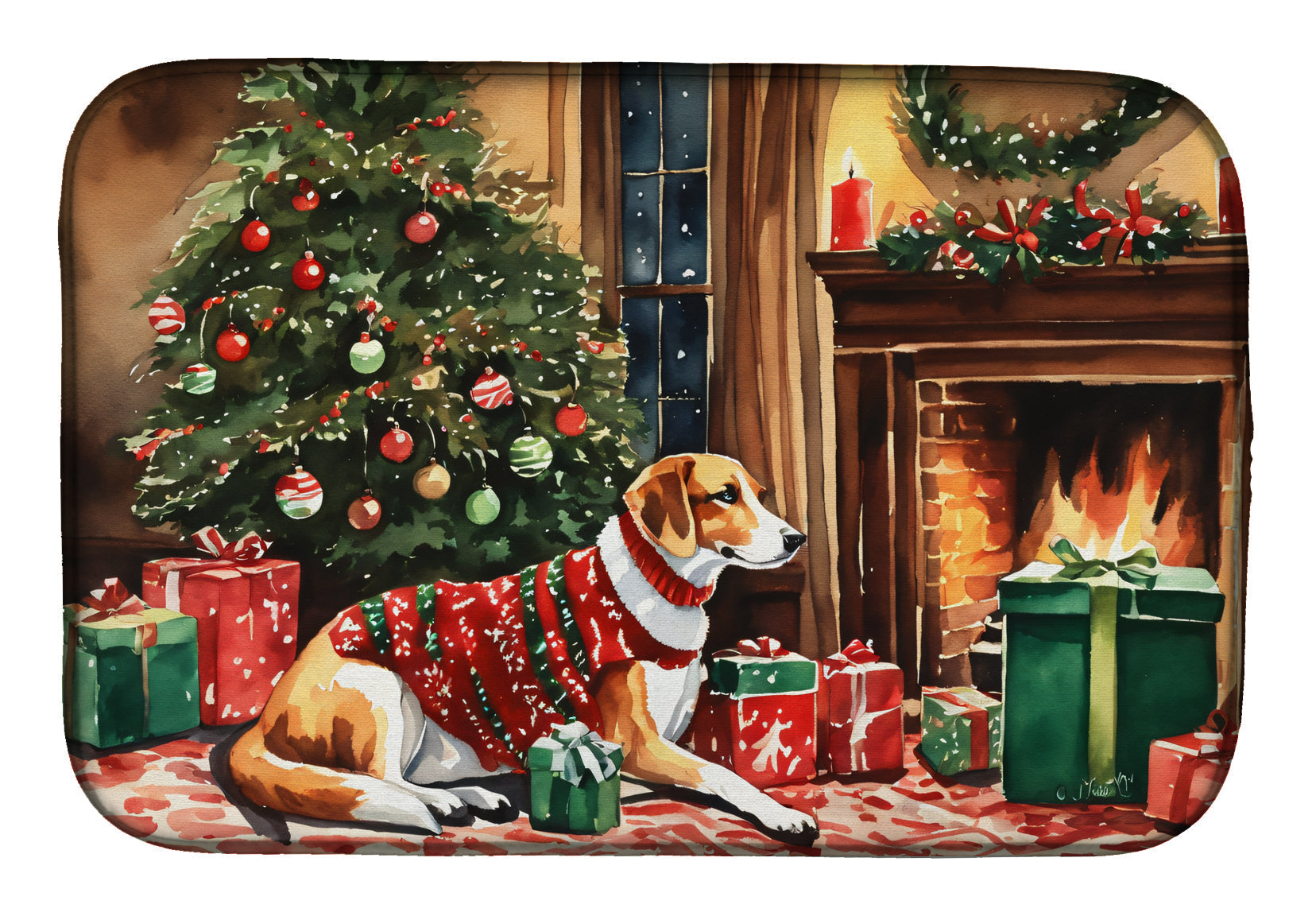 American Foxhound Cozy Christmas Dish Drying Mat Absorbent Dish Drying Mat Pad for Kitchen Counter Dish Drainer Mat for Countertop, 14 x 21", Multicolor
