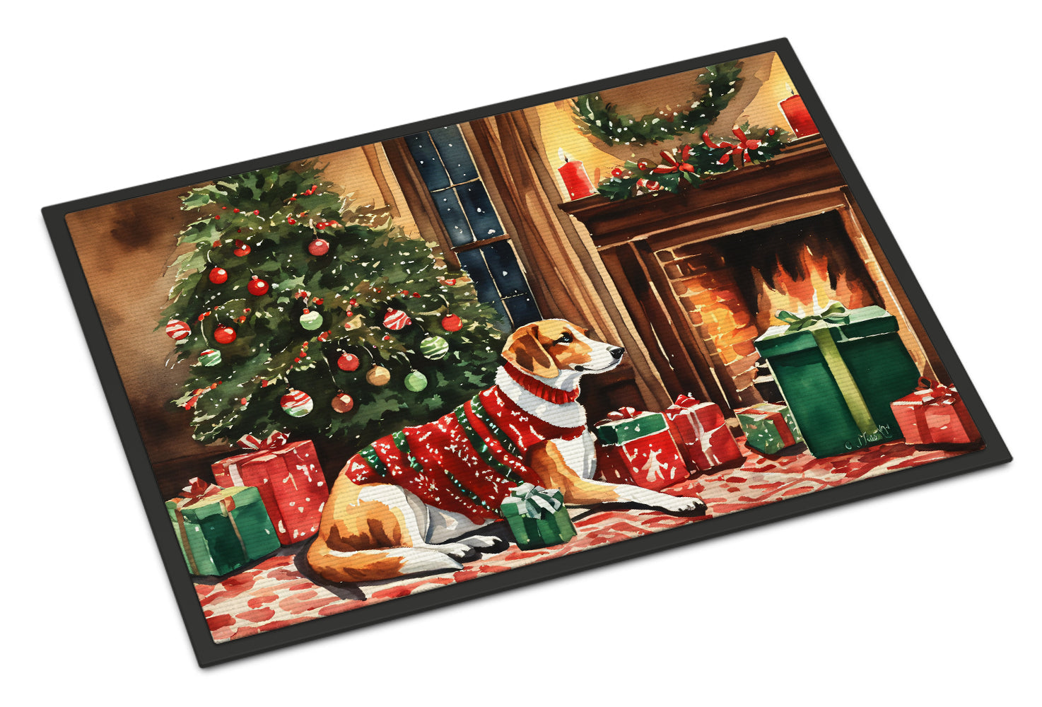 American Foxhound Cozy Christmas Doormat Indoor Outdoor 18H X 27W Front Door Mat Rugs for Entryway, Non Slip Washable