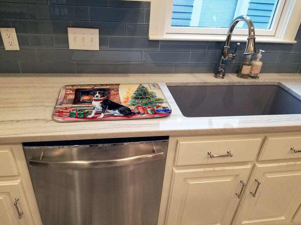 Appenzeller Sennenhund Cozy Christmas Dish Drying Mat Absorbent Dish Drying Mat Pad for Kitchen Counter Dish Drainer Mat for Countertop, 14 x 21", Multicolor