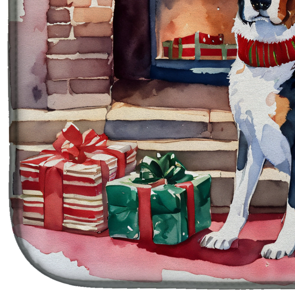 Appenzeller Sennenhund Cozy Christmas Dish Drying Mat Absorbent Dish Drying Mat Pad for Kitchen Counter Dish Drainer Mat for Countertop, 14 x 21", Multicolor