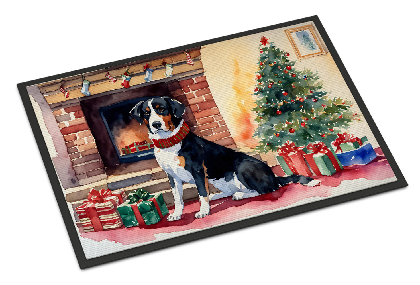 Appenzeller Sennenhund Cozy Christmas Doormat Indoor Outdoor 18H X 27W Front Door Mat Rugs for Entryway, Non Slip Washable