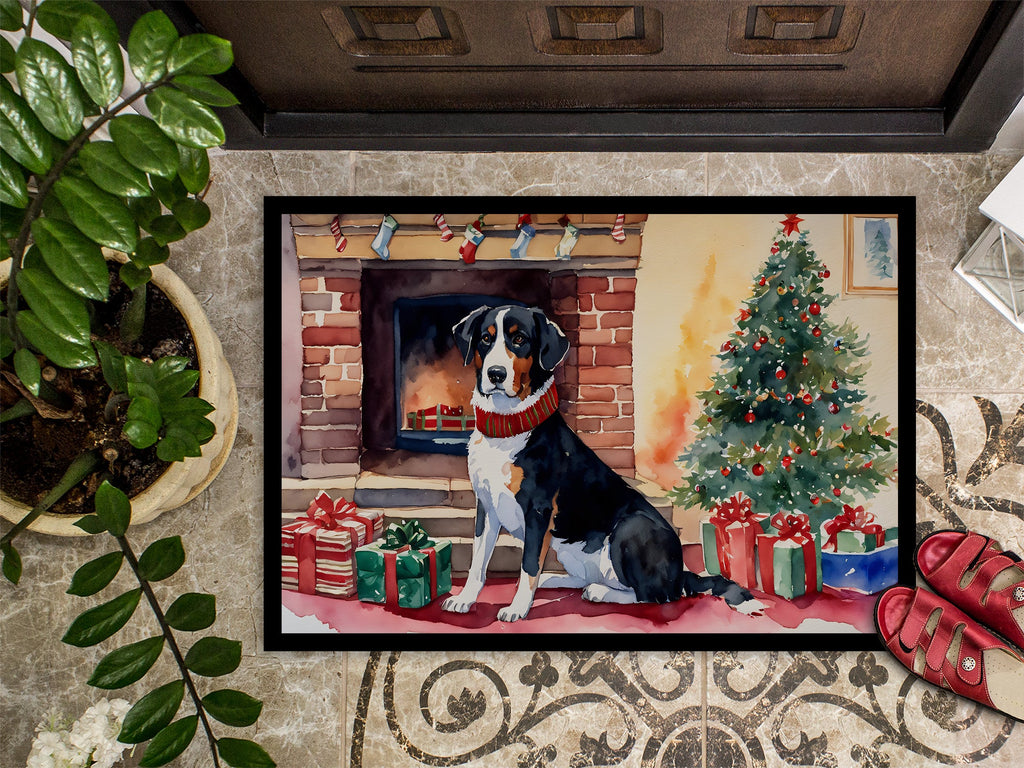 Appenzeller Sennenhund Cozy Christmas Doormat Indoor Outdoor 18H X 27W Front Door Mat Rugs for Entryway, Non Slip Washable