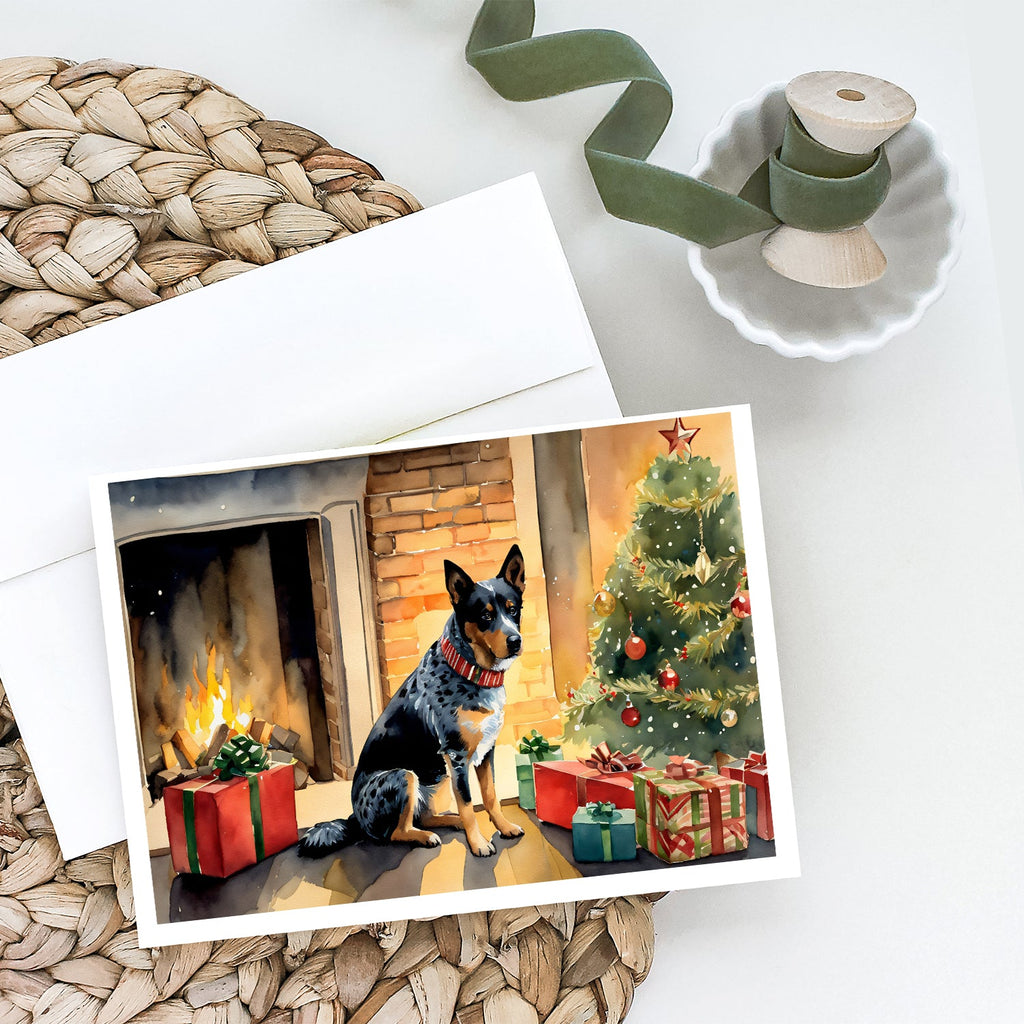 Australian Cattle Dog Cozy Christmas Greeting Cards Pack of 8 Blank Cards with Envelopes Whimsical A7 Size 5x7