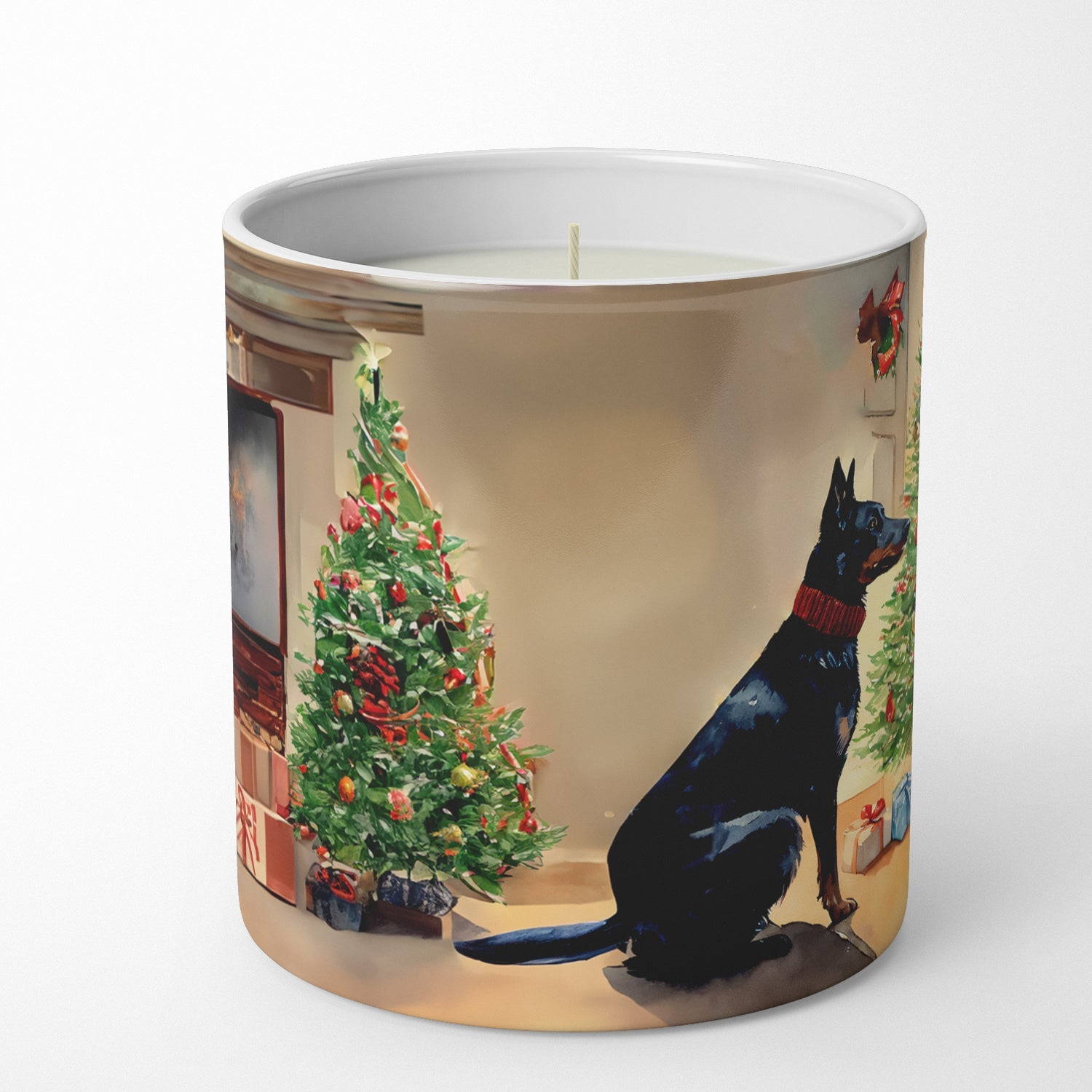 Australian Kelpie Cozy Christmas Decorative Soy Candle Nature Soy Wax Essential Oil Home Decor Ideal for Bedroom Kitchen Bath Office Gift, 10 oz