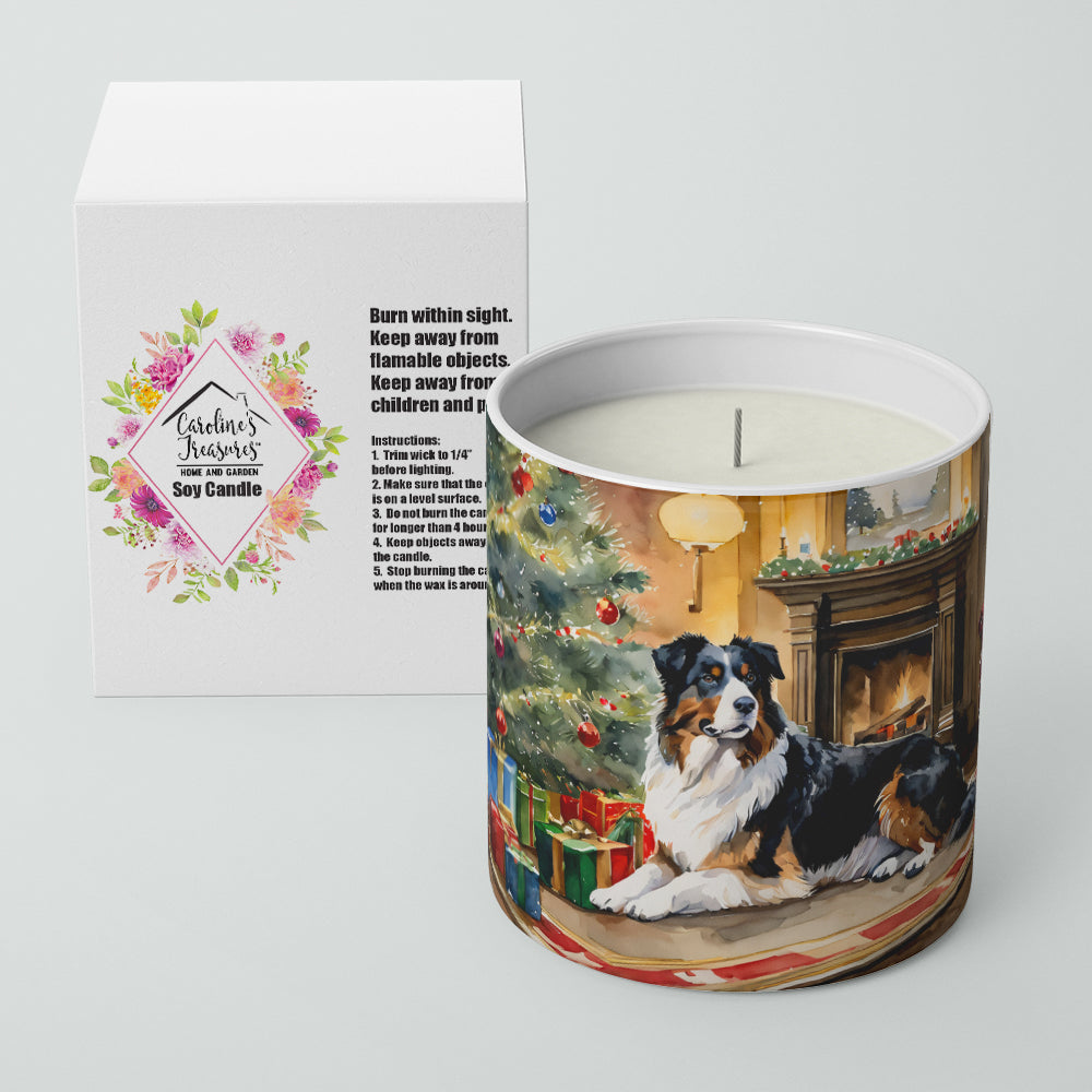 Australian Shepherd Cozy Christmas Decorative Soy Candle Nature Soy Wax Essential Oil Home Decor Ideal for Bedroom Kitchen Bath Office Gift, 10 oz