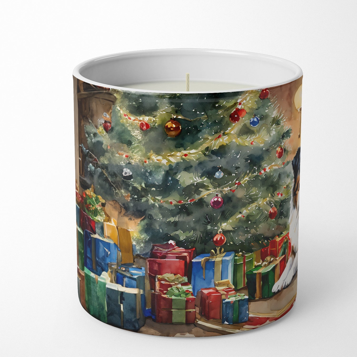 Australian Shepherd Cozy Christmas Decorative Soy Candle Nature Soy Wax Essential Oil Home Decor Ideal for Bedroom Kitchen Bath Office Gift, 10 oz