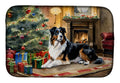 Australian Shepherd Cozy Christmas Dish Drying Mat Absorbent Dish Drying Mat Pad for Kitchen Counter Dish Drainer Mat for Countertop, 14 x 21", Multicolor