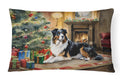 Australian Shepherd Cozy Christmas Decorative Throw Pillow 12x16 Indoor Outdoor Accent Cushion, Fabric Cover with Insert for Sofa, Bed, Porch & Living Room