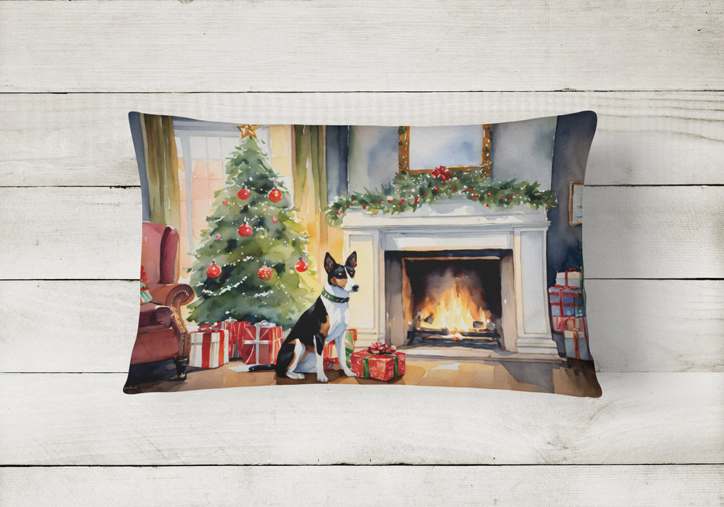 Basenji Cozy Christmas Decorative Throw Pillow 12x16 Indoor Outdoor Accent Cushion, Fabric Cover with Insert for Sofa, Bed, Porch & Living Room