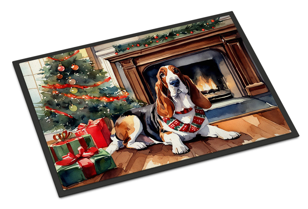 Basset Hound Cozy Christmas Doormat Indoor Outdoor 24H X 36W Front Door Mat Rugs for Entryway, Non Slip Washable Low Pile,