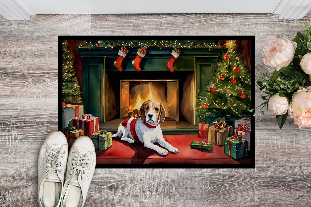 Beagle Cozy Christmas Doormat Indoor Outdoor 18H X 27W Front Door Mat Rugs for Entryway, Non Slip Washable