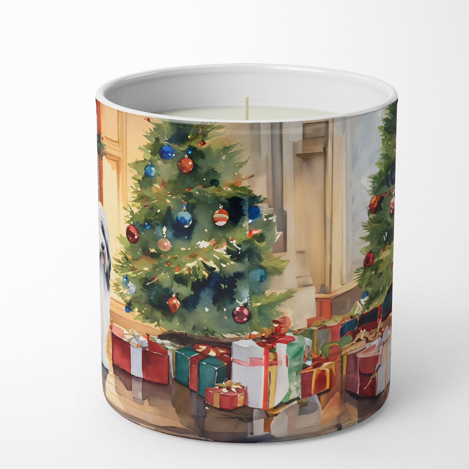 Bearded Collie Cozy Christmas Decorative Soy Candle Nature Soy Wax Essential Oil Home Decor Ideal for Bedroom Kitchen Bath Office Gift, 10 oz