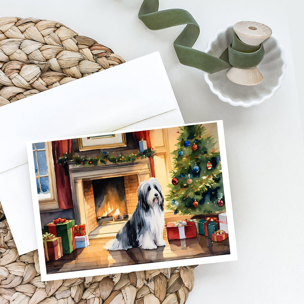 Bearded Collie Cozy Christmas Greeting Cards Pack of 8 Blank Cards with Envelopes Whimsical A7 Size 5x7