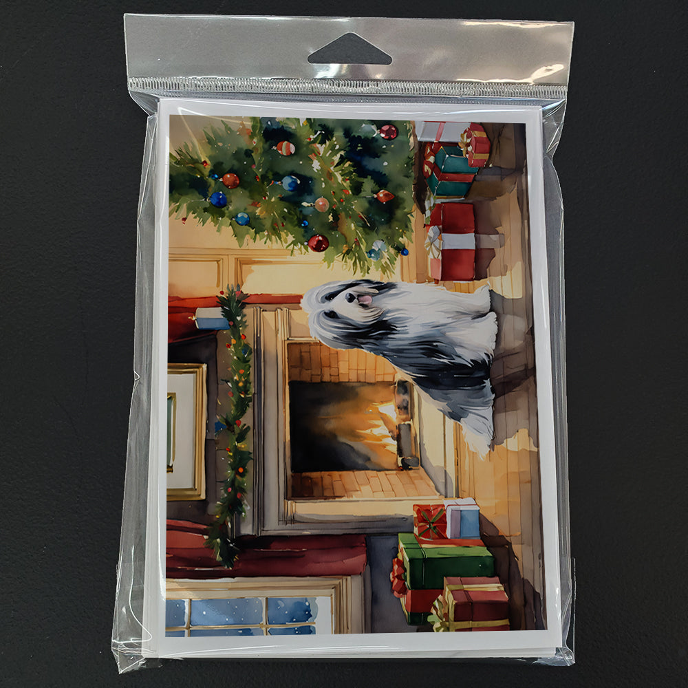 Bearded Collie Cozy Christmas Greeting Cards Pack of 8 Blank Cards with Envelopes Whimsical A7 Size 5x7
