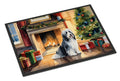 Bearded Collie Cozy Christmas Doormat Indoor Outdoor 18H X 27W Front Door Mat Rugs for Entryway, Non Slip Washable
