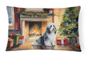 Bearded Collie Cozy Christmas Decorative Throw Pillow 12x16 Indoor Outdoor Accent Cushion, Fabric Cover with Insert for Sofa, Bed, Porch & Living Room