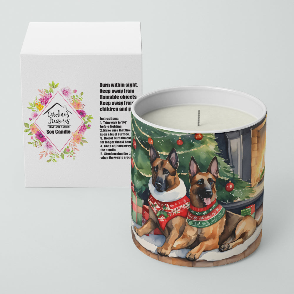 Belgian Malinois Cozy Christmas Decorative Soy Candle Nature Soy Wax Essential Oil Home Decor Ideal for Bedroom Kitchen Bath Office Gift, 10 oz