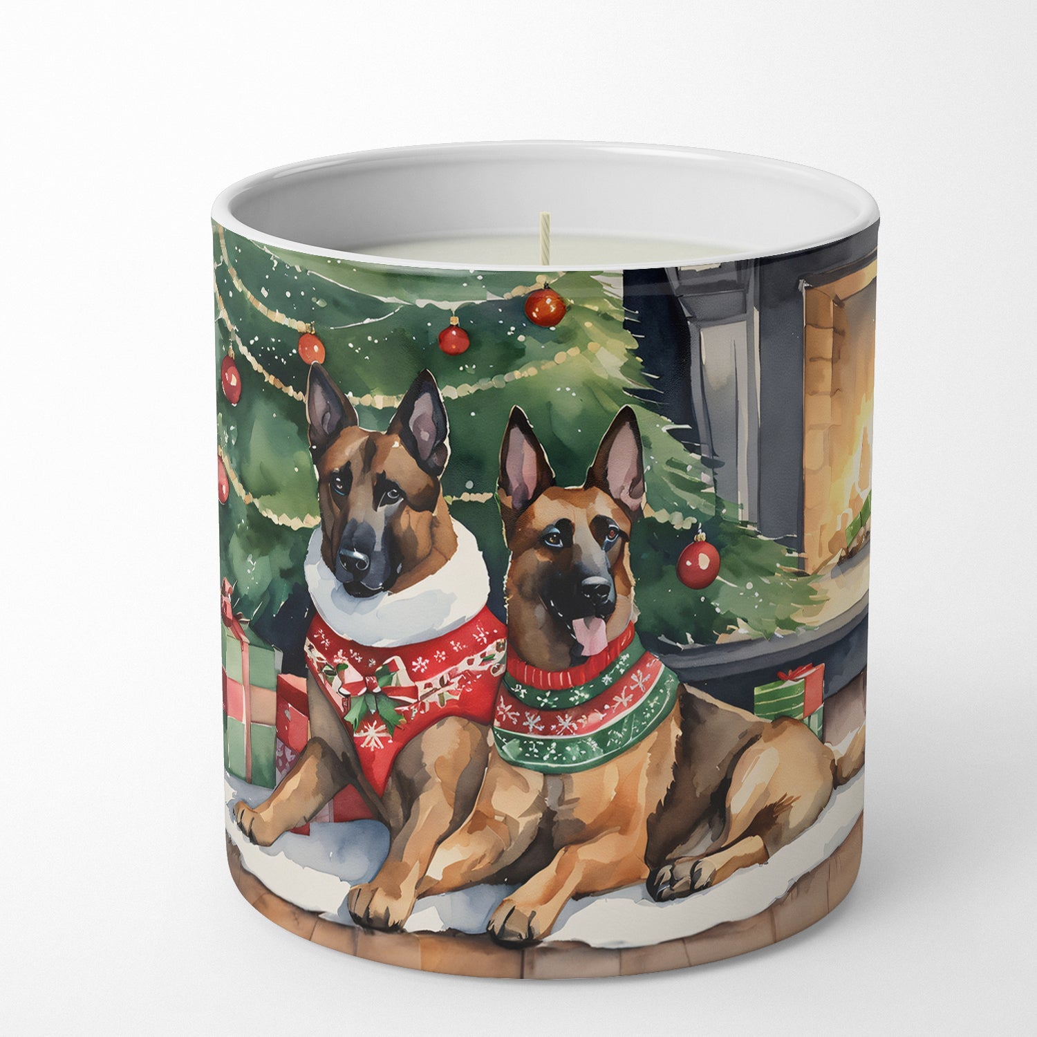 Belgian Malinois Cozy Christmas Decorative Soy Candle Nature Soy Wax Essential Oil Home Decor Ideal for Bedroom Kitchen Bath Office Gift, 10 oz