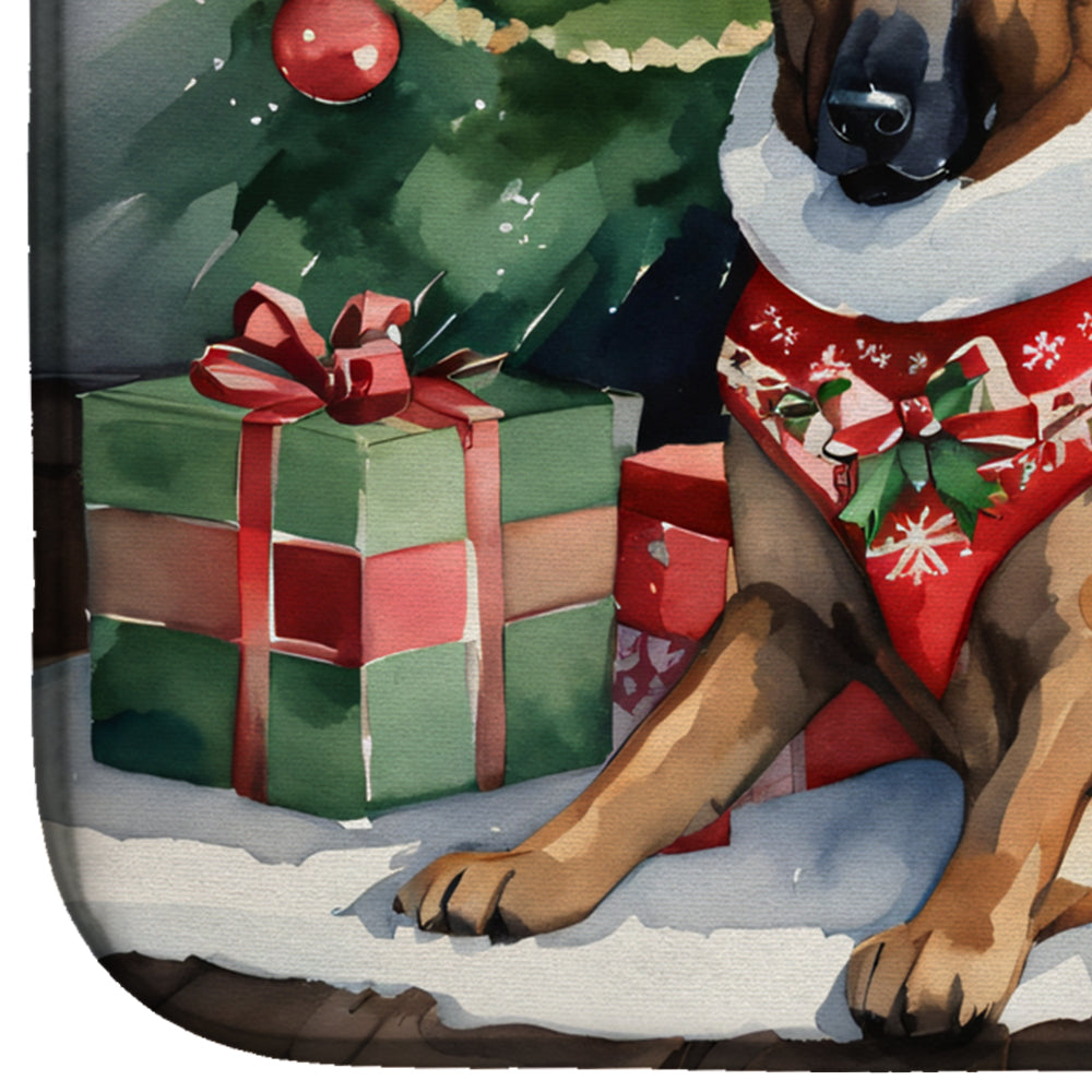 Belgian Malinois Cozy Christmas Dish Drying Mat Absorbent Dish Drying Mat Pad for Kitchen Counter Dish Drainer Mat for Countertop, 14 x 21", Multicolor