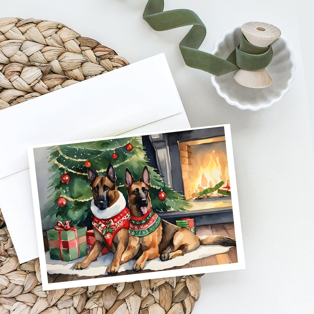 Belgian Malinois Cozy Christmas Greeting Cards Pack of 8 Blank Cards with Envelopes Whimsical A7 Size 5x7