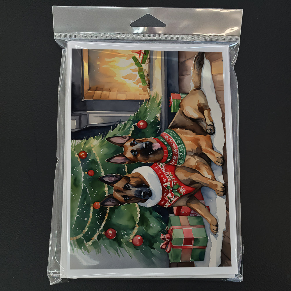 Belgian Malinois Cozy Christmas Greeting Cards Pack of 8 Blank Cards with Envelopes Whimsical A7 Size 5x7