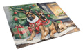 Belgian Malinois Cozy Christmas Cutting Board Tempered Glass Kitchen Cutting Surface, Heat Resistant Chopping, Non-Slip Feet, Food Prep & Serving