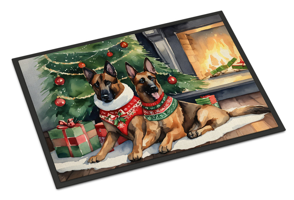 Belgian Malinois Cozy Christmas Doormat Indoor Outdoor 18H X 27W Front Door Mat Rugs for Entryway, Non Slip Washable