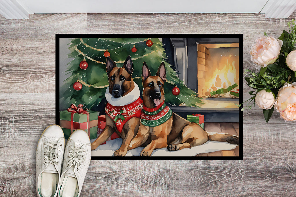 Belgian Malinois Cozy Christmas Doormat Indoor Outdoor 18H X 27W Front Door Mat Rugs for Entryway, Non Slip Washable