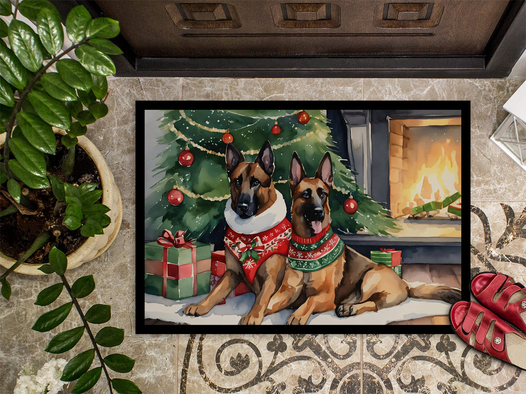Belgian Malinois Cozy Christmas Doormat Indoor Outdoor 18H X 27W Front Door Mat Rugs for Entryway, Non Slip Washable