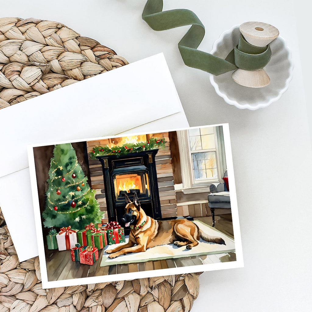 Belgian Malinois Cozy Christmas Greeting Cards Pack of 8 Blank Cards with Envelopes Whimsical A7 Size 5x7