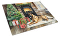 Belgian Malinois Cozy Christmas Cutting Board Tempered Glass Kitchen Cutting Surface, Heat Resistant Chopping, Non-Slip Feet, Food Prep & Serving