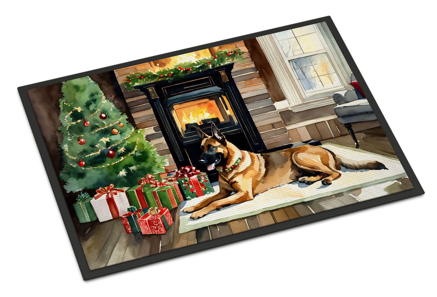Belgian Malinois Cozy Christmas Doormat Indoor Outdoor 18H X 27W Front Door Mat Rugs for Entryway, Non Slip Washable