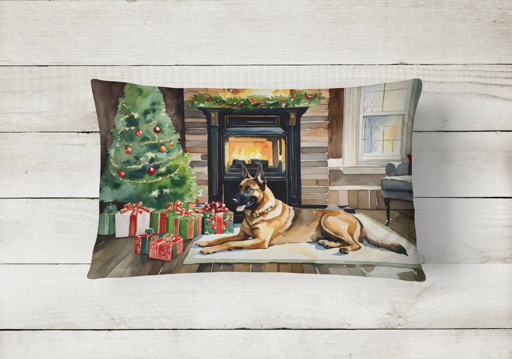 Belgian Malinois Cozy Christmas Decorative Throw Pillow 12x16 Indoor Outdoor Accent Cushion, Fabric Cover with Insert for Sofa, Bed, Porch & Living Room