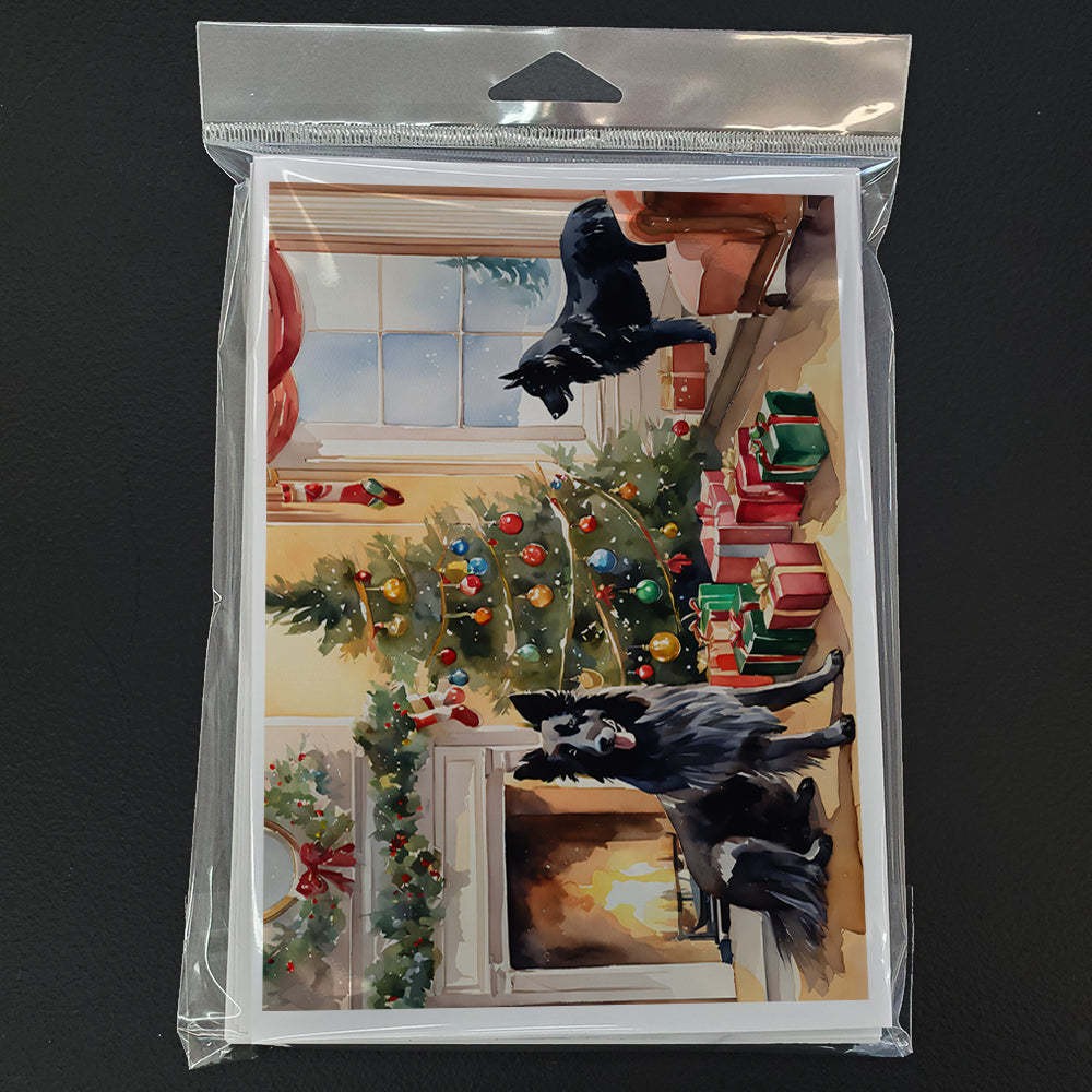 Belgian Sheepdog Cozy Christmas Greeting Cards Pack of 8 Blank Cards with Envelopes Whimsical A7 Size 5x7