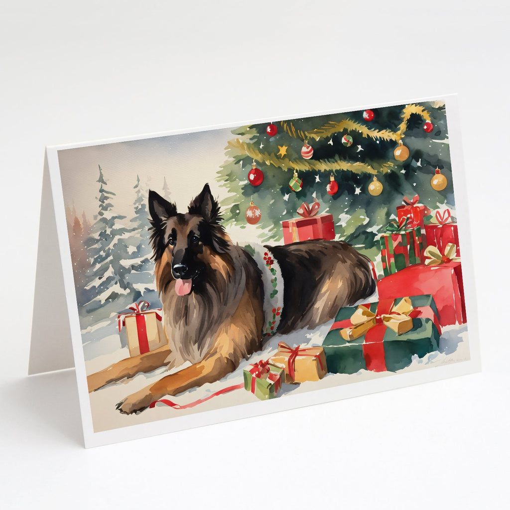 Belgian Tervuren Cozy Christmas Greeting Cards Pack of 8 Blank Cards with Envelopes Whimsical A7 Size 5x7