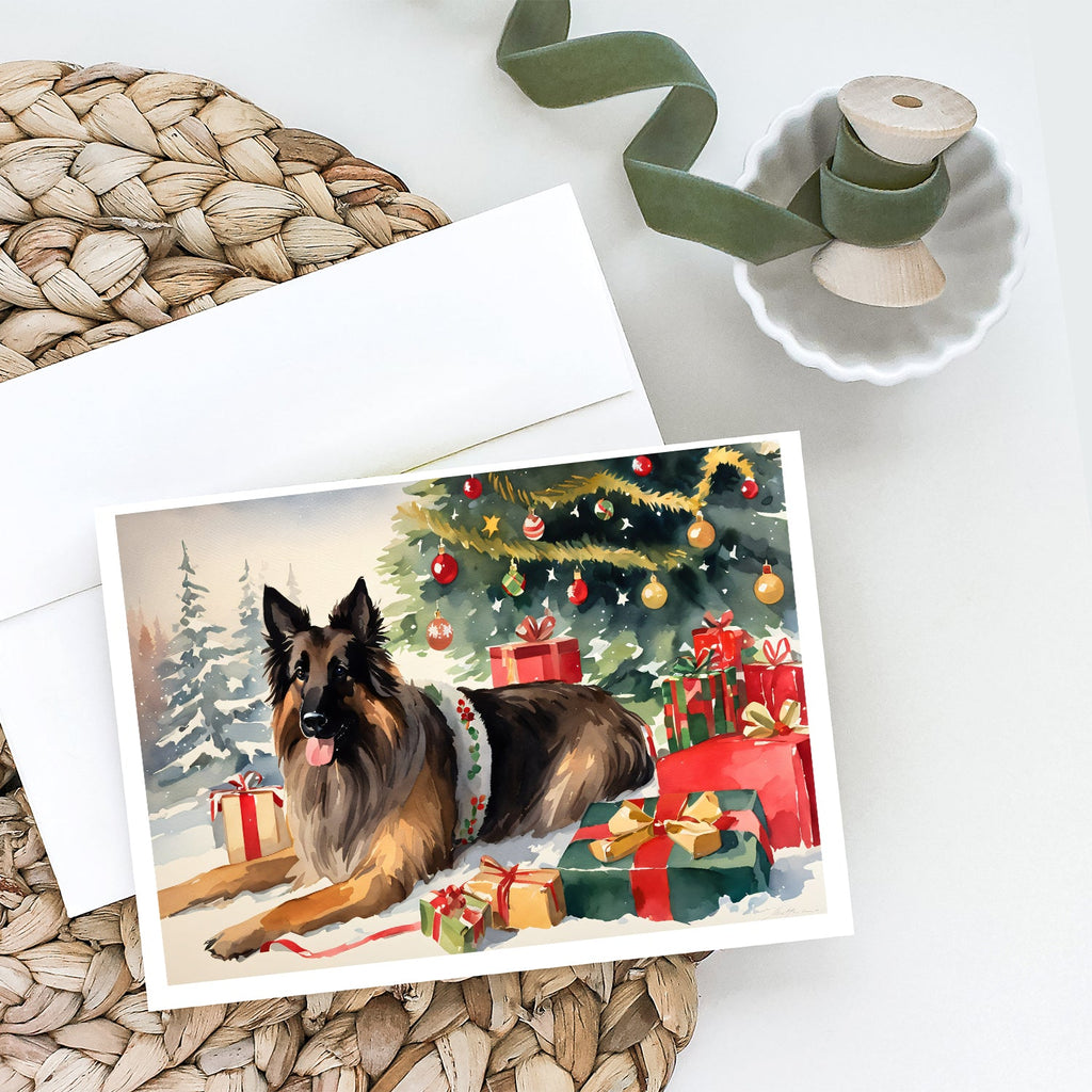 Belgian Tervuren Cozy Christmas Greeting Cards Pack of 8 Blank Cards with Envelopes Whimsical A7 Size 5x7