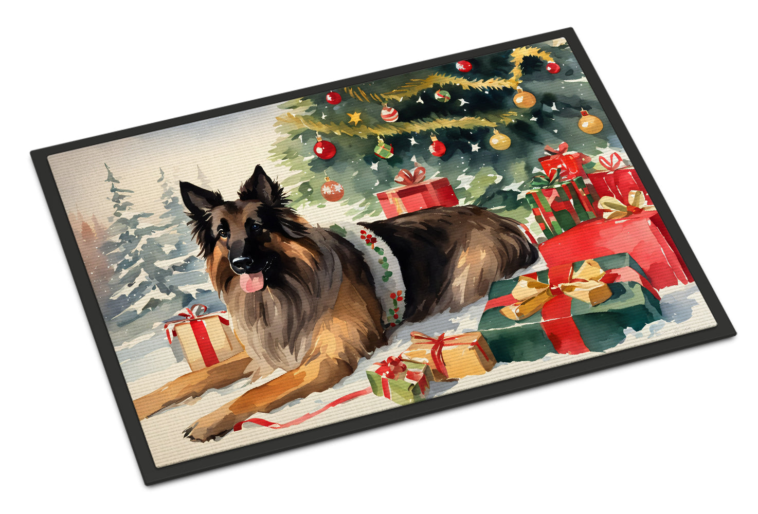 Belgian Tervuren Cozy Christmas Doormat Indoor Outdoor 24H X 36W Front Door Mat Rugs for Entryway, Non Slip Washable Low Pile,