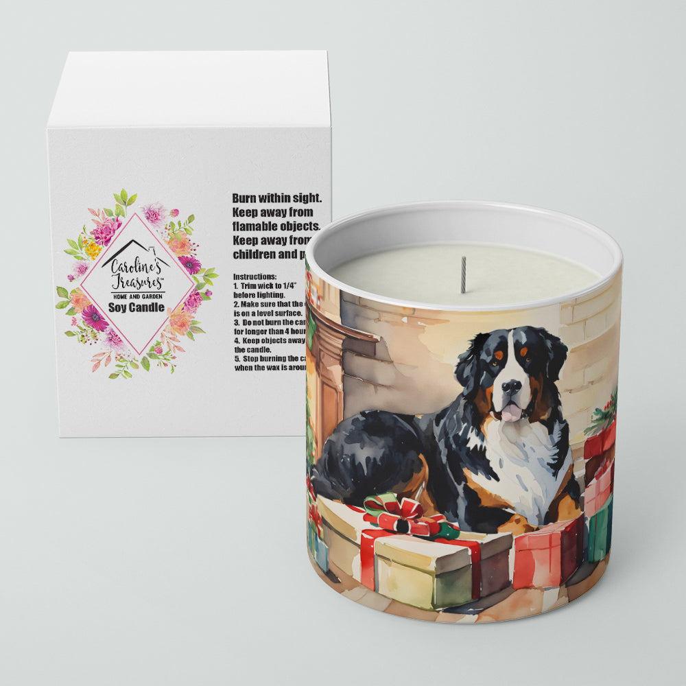 Bernese Mountain Dog Cozy Christmas Decorative Soy Candle Nature Soy Wax Essential Oil Home Decor Ideal for Bedroom Kitchen Bath Office Gift, 10 oz
