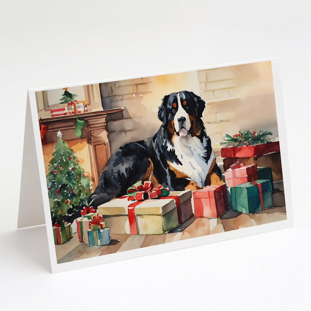 Bernese Mountain Dog Cozy Christmas Greeting Cards Pack of 8 Blank Cards with Envelopes Whimsical A7 Size 5x7