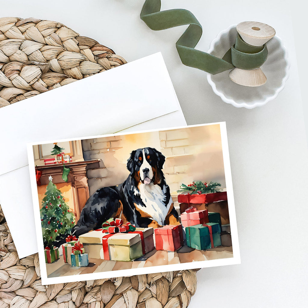 Bernese Mountain Dog Cozy Christmas Greeting Cards Pack of 8 Blank Cards with Envelopes Whimsical A7 Size 5x7