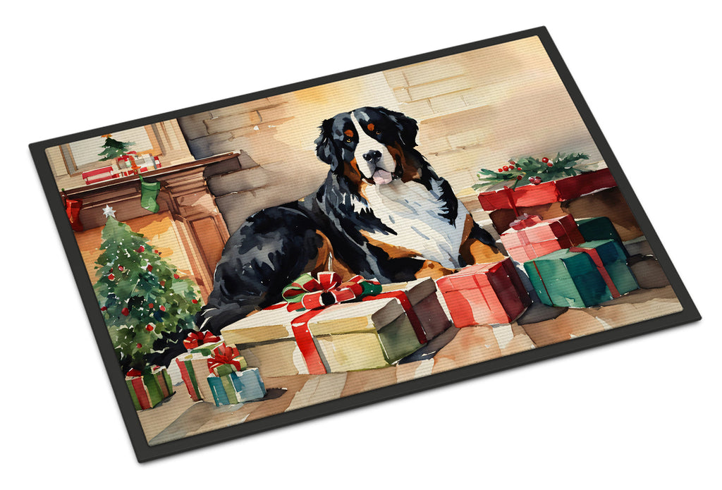 Bernese Mountain Dog Cozy Christmas Doormat Indoor Outdoor 24H X 36W Front Door Mat Rugs for Entryway, Non Slip Washable Low Pile,
