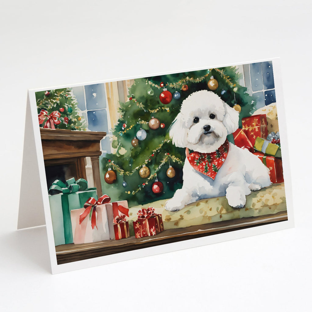 Bichon Frise Cozy Christmas Greeting Cards Pack of 8 Blank Cards with Envelopes Whimsical A7 Size 5x7